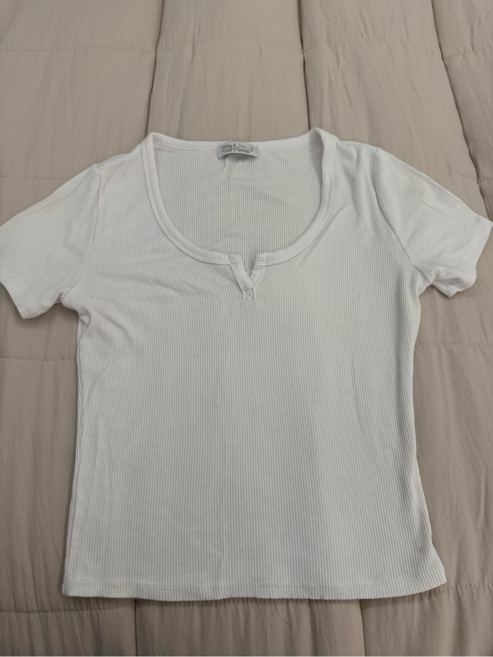 Madewell White Ribbed Scoop-Notch Short Sleeve Tee